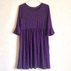 Shop Basic USA Purple Bell Sleeves Dress size 1X